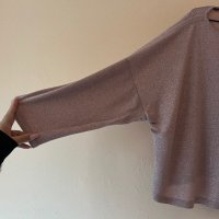 PIECES М размер розова блуза със сребърни нишки 🩷💕💞💓💗💖💘💝, снимка 3 - Блузи с дълъг ръкав и пуловери - 43714666