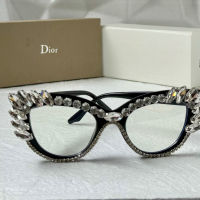 Dior прозрачни слънчеви очила, очила за компютър екстравагантни с камъни, снимка 2 - Слънчеви и диоптрични очила - 44884236