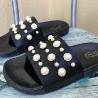 Нови дамски чехли с перли , снимка 4 - Джапанки - 28736762