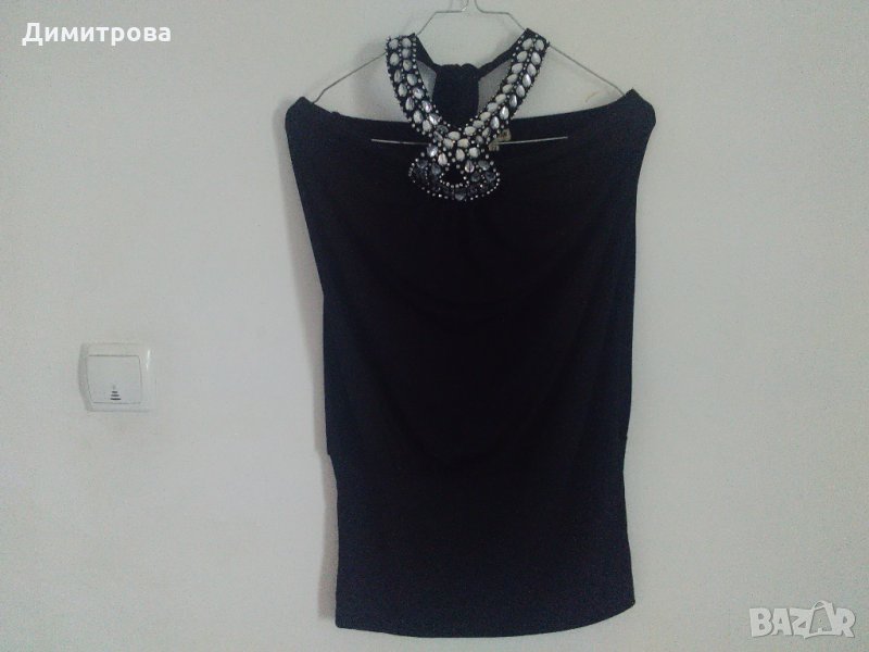 Черна рокля/туника с камъни, снимка 1
