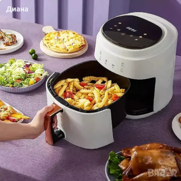 Air Fryer Уред за здравословно готвене с горещ въздух и капацитет от 8 литра и настройка на температ, снимка 1