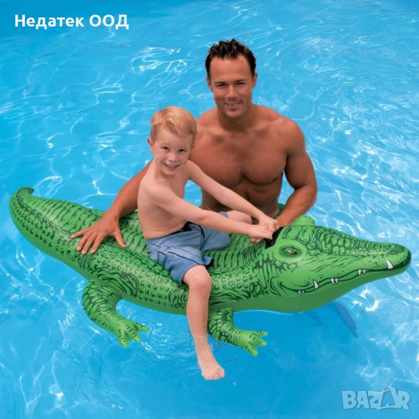 Надуваем Крокодил Intex, 1,68х0,86 м, зелен, снимка 1