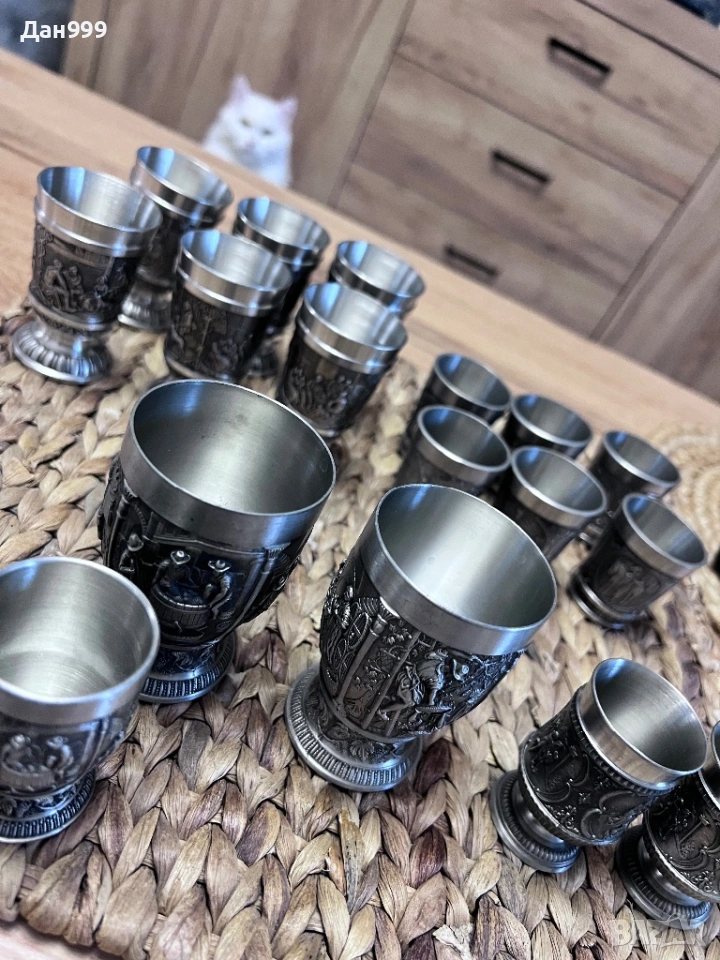 Колекция от 18 уникални калаени чаши, снимка 1