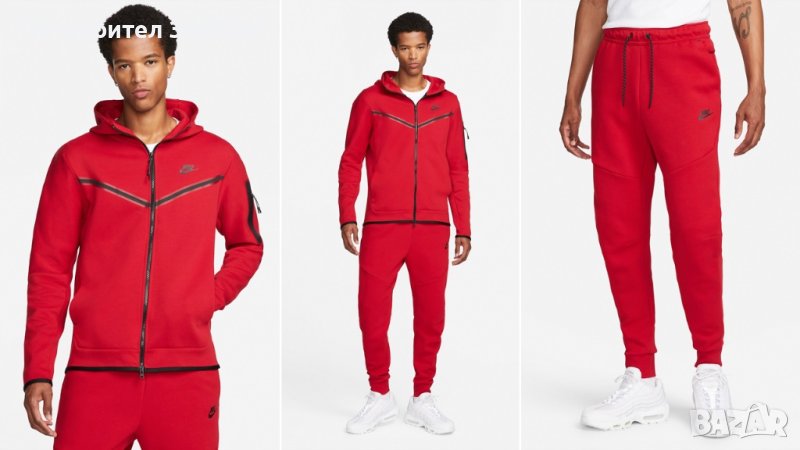 Нов мъжки червен екип Nike Tech Fleece, снимка 1