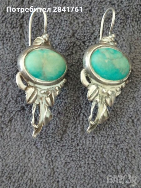 Сребърни обеци с естествени камъни, снимка 1