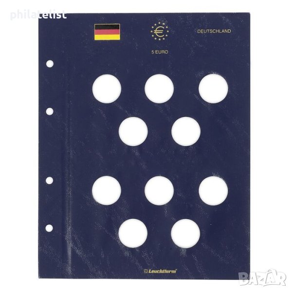 Leuchtturm VISTA резервни листи за германски възпоменателни монети от 5 евро, снимка 1