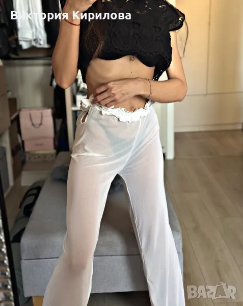 Бял прозрачен панталон , снимка 1