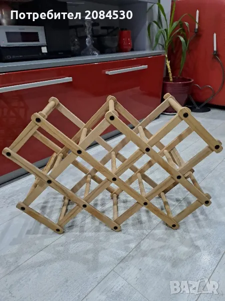 Сгъваема дървена стойка за бутилки, снимка 1