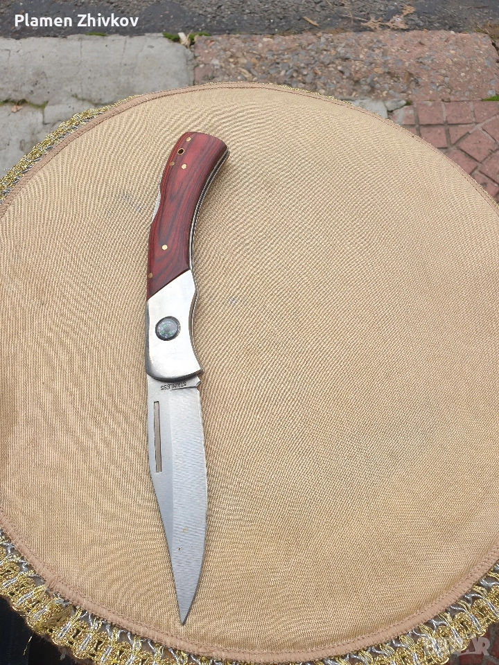 масивен джобен сгъваем нож с компас, снимка 1