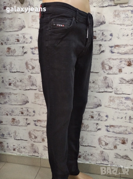 Icon 2- черни дънки слим, изчистени, есенен деним с еластан, снимка 1