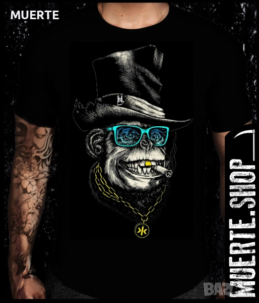 Черна тениска с щампа MONKEY MAFIA, снимка 1