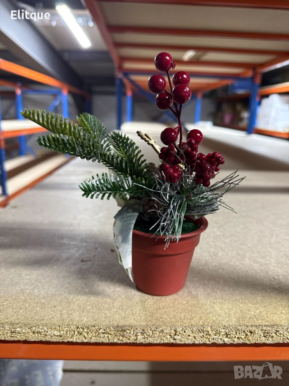 Изкуствена коледна декорация в саксия, 1 бр Classic Flora, снимка 1