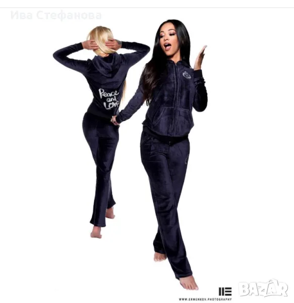 Wow Нов плюшен син  дамски сет комплект от две части спортен костюм , снимка 1