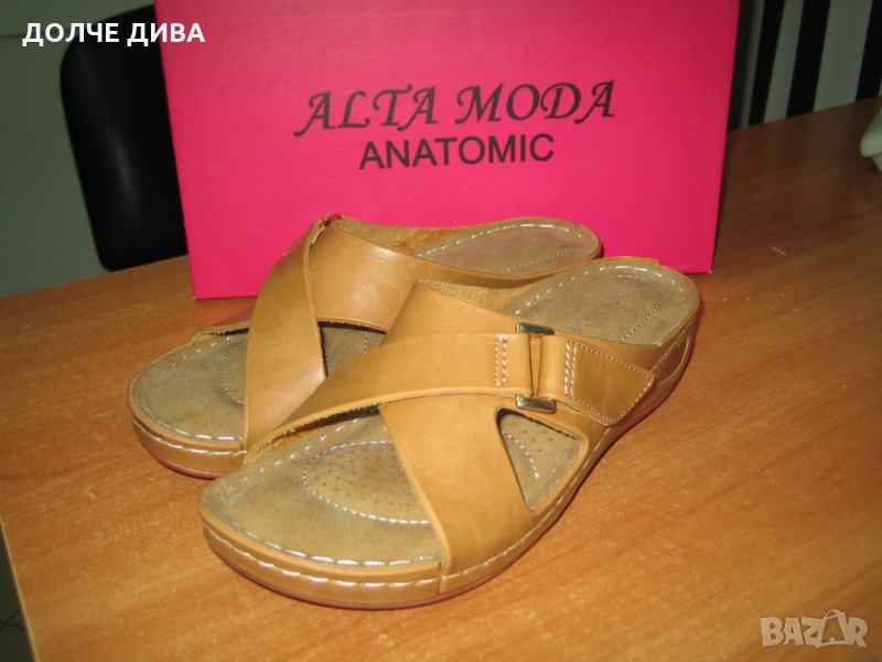 Дамски анатомични чехли м.8205-камел, снимка 1