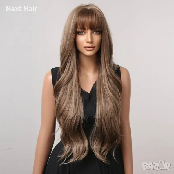 Кафява перука с руси кичури, снимка 1