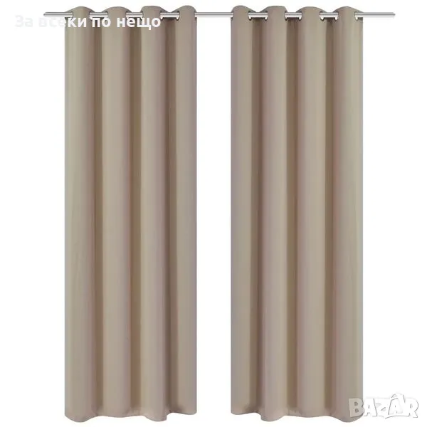 2 бр. Бежови затъмняващи завеси с метални пръстени 135 x 245 см, снимка 1