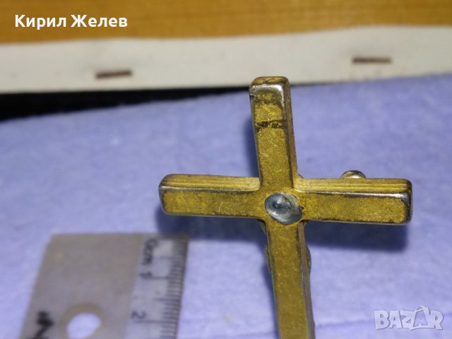 Стара ПОЗЛАТЕНО НАСТОЛНО РАЗПЯТИЕ КРЪСТ Много КРАСИВ МЕТАЛЕН 41358, снимка 9 - Колекции - 43738679