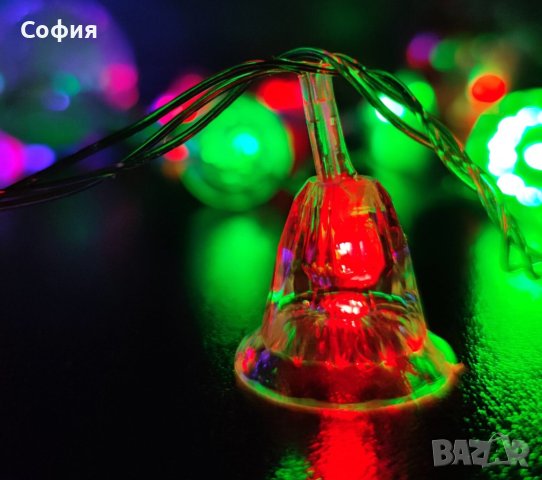 Многоцветни коледни LED лампички с камбанки, снимка 5 - Декорация за дома - 42964188