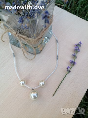 Ръчно изработено колие от седеф, снимка 4 - Колиета, медальони, синджири - 43243264