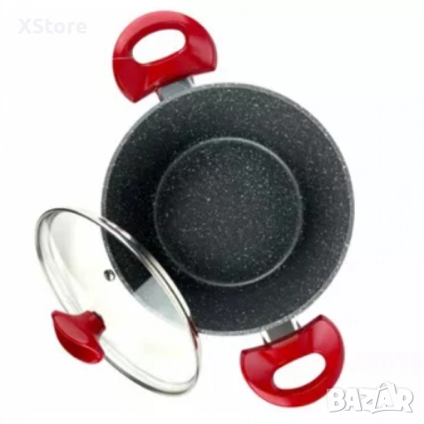 Тенджера Voltz, 3.4л./9.5л., Дълбока, Мраморно покритие, Индукция, Червен, снимка 5 - Съдове за готвене - 52507292