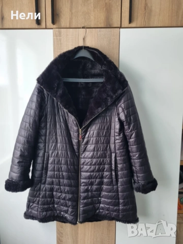 Двулицево дамско палто еко пух. , снимка 7 - Якета - 53130924