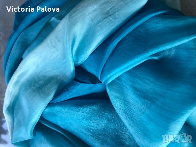 Шал от копринен шифон с цветен градиент, снимка 7 - Шалове - 27213975