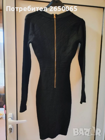 Черна стилна рокля рипс-плетиво S размер!, снимка 4 - Рокли - 52612043