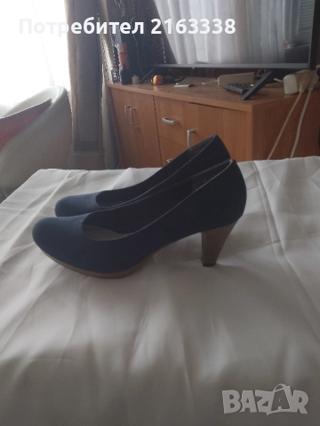 Сини обувки на MARCO TOZZI , велур,, снимка 3 - Дамски обувки на ток - 52029882
