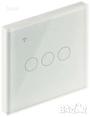 WiFi сензорен ключ за осветление - троен, бял 