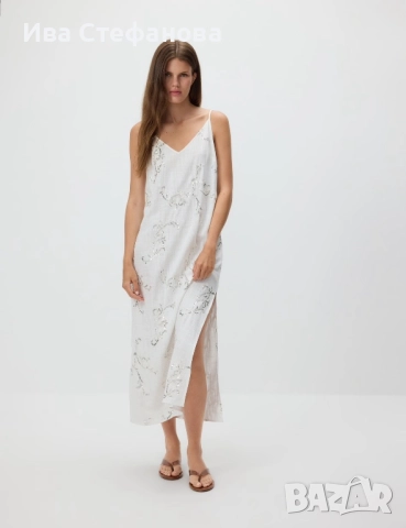 Нова елегантна дълга рокля дължина рокля вискоза  дискретни паети   