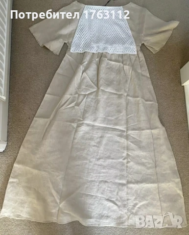 Zara дамска ленена рокля с бродерия, S-M размер , снимка 7 - Рокли - 50457967