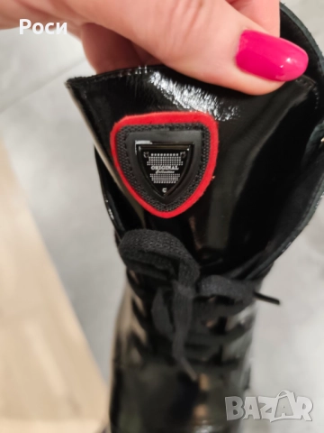 Дамски черни отоплени боти от естествен лак, снимка 7 - Дамски боти - 52790752