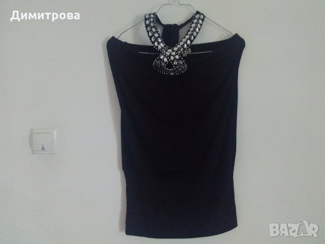 Черна рокля/туника с камъни