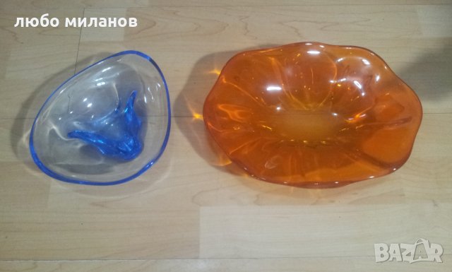 Красиви кристални фруктиера и бонбониера цветни различни 2 бр, снимка 1 - Други - 35000183