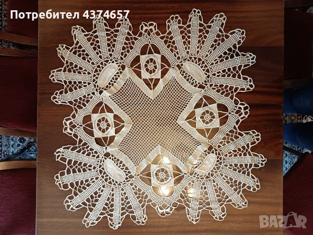 Ръчно плетена покривка , снимка 2 - Покривки за маси - 52654093