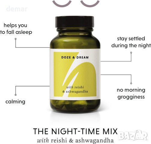 THE HERBTENDER, Doze and Dream - Веган добавка с гъба Рейши и Ашваганда за релаксация и сън 60 бр., снимка 3 - Хранителни добавки - 43581592