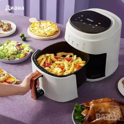 Air Fryer Уред за здравословно готвене с горещ въздух и капацитет от 8 литра и настройка на температ, снимка 1