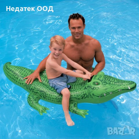 Надуваем Крокодил Intex, 1,68х0,86 м, зелен, снимка 1 - Басейни и аксесоари - 37384462