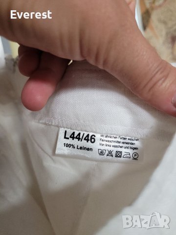 Бял ЛЕНЕН панталон,широки крачоли,висока талия- 44/46 , снимка 9 - Панталони - 40709817