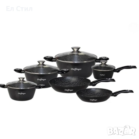 Комплект съдове за готвене от 10 части–с мраморно покритие за всички видове котлони, снимка 9 - Съдове за готвене - 53574041