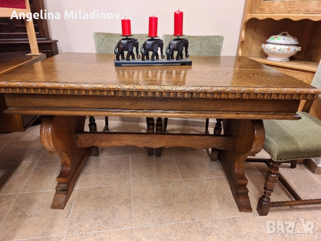УНИКАТ! Маса за трапезария с богата дърворезба , снимка 3 - Маси - 52132877