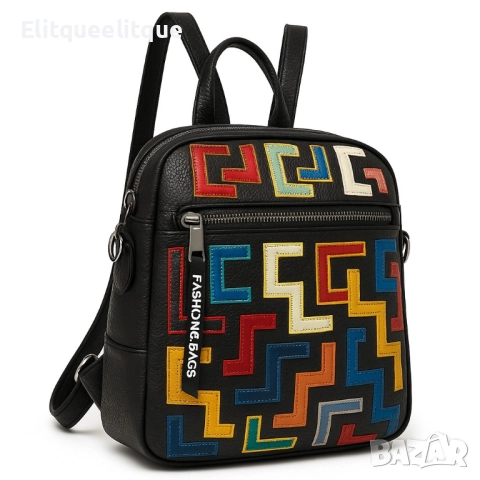 Дамска раница-чанта с цветен принт и регулируеми презрамки, снимка 6 - Чанти - 52175545