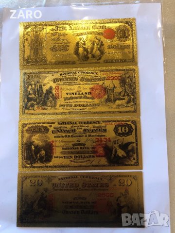 Пълен комплект позлатени сувенирни банкноти-USA, снимка 3 - Нумизматика и бонистика - 43785175