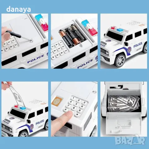 5567 Касичка сейф Полицейски джип с пръстов отпечатък, снимка 4 - Музикални играчки - 48531332