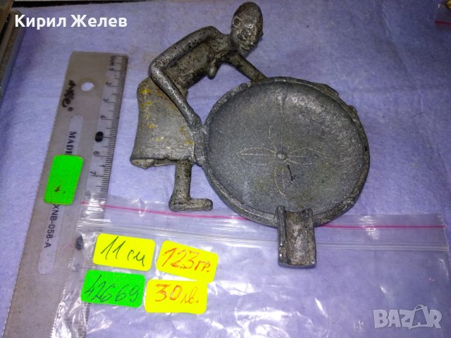 Стар АФРИКАНСКИ МЕТАЛЕН ФИГУРАЛЕН ПЕПЕЛНИК Рядка РЪЧНА ХУДОЖЕСТВЕНА ИЗРАБОТКА За КОЛЕКЦИЯ 42669, снимка 2 - Колекции - 43891616