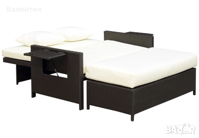 Градински диван с опция сън + масичка с място за съхранение, снимка 2 - Градински мебели, декорация  - 50897711