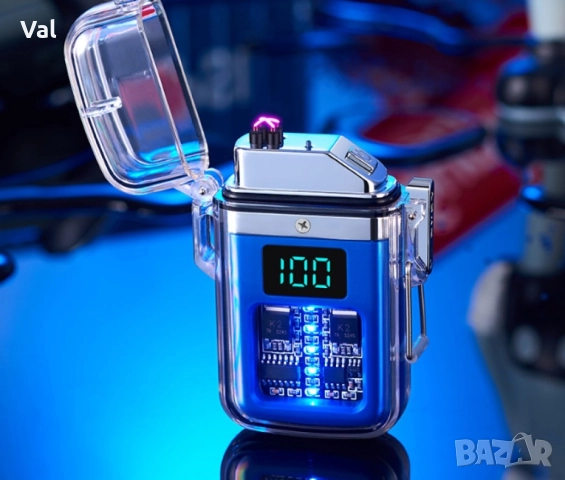 Елегантна прозрачна ветроустойчива запалка с LED светлини