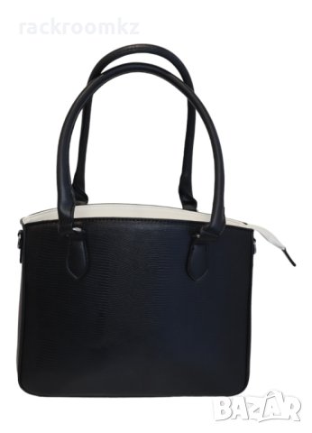 Елегантна дмаска чанта от кожа в черен цвят , снимка 1 - Чанти - 43477560