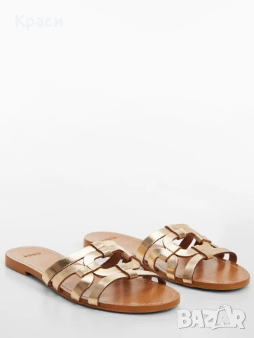 Златни чехли естествена кожа