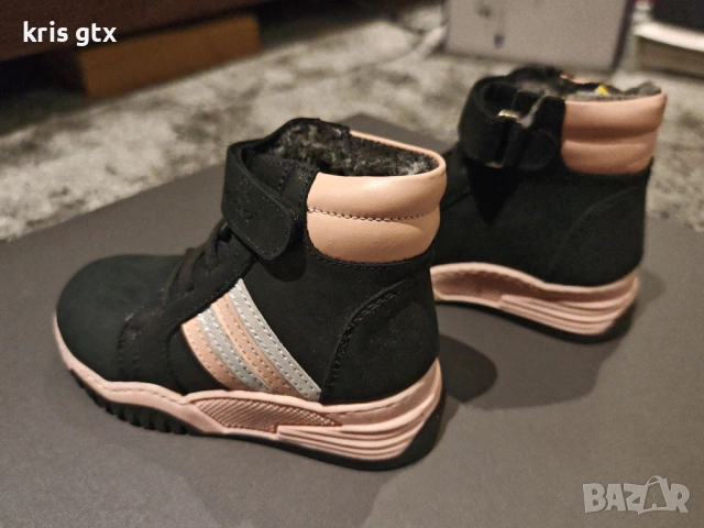 Чисто нови детски боти PONKI от естествена кожа черно и розово – №25